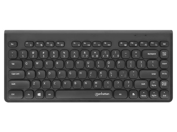 Mini Teclado Inalámbrico USB, 12 Teclas Multimedia, Receptor Nano USB-A, Compacto, Perfil Delgado, Color Negro.