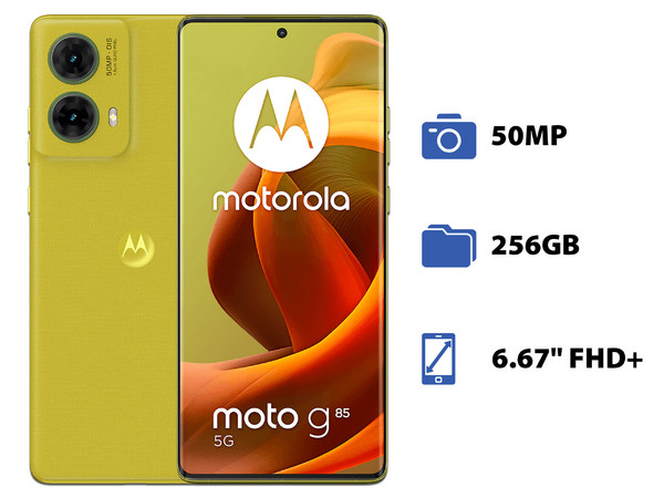 Smartphone Motorola Moto G85 5G: Procesador Snapdragon 6s Gen 3 (hasta 2.3 GHz), Memoria RAM de 8GB, Almacenamiento de 256GB, Pantalla LED Multi Touch de 6.67" FHD+, Bluetooth 5.1, Wi-Fi 5, Cámara Principal de 50MP, Android 14, Color Verde. - imagen 2