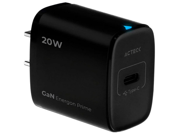 Cargador de Pared nergon Prime CP415, 1 Puerto USB Tipo C, 20W, Color Negro.