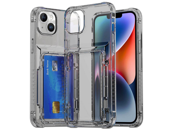 Funda Protectora TEKKU Con Tarjetero para iPhone 15 Plus, Color Humo.