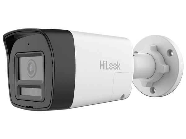 Cámara de Vigilancia Tipo Bala HiLook THC-B127-LTS de 2MP, Lente 2.8mm (1920 x 1080p), IR de hasta 30m + 20m Con Luz Blanca, IP67. Color Blanco.