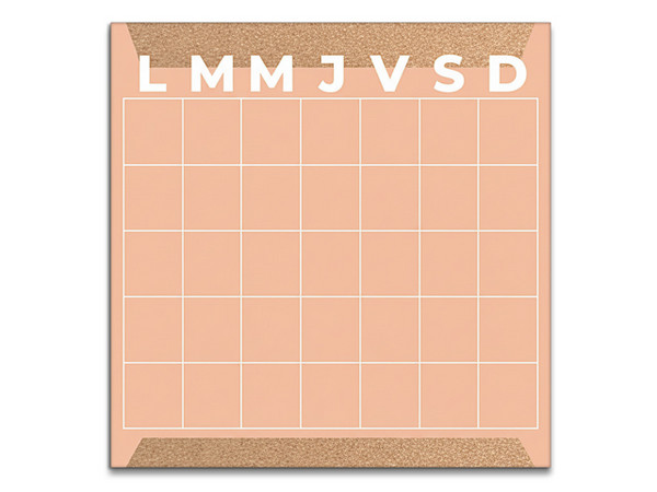 Pizarrón Con Organizador Mensual Alfra, Tamaño de 30 x 30 cm, Color Coral.