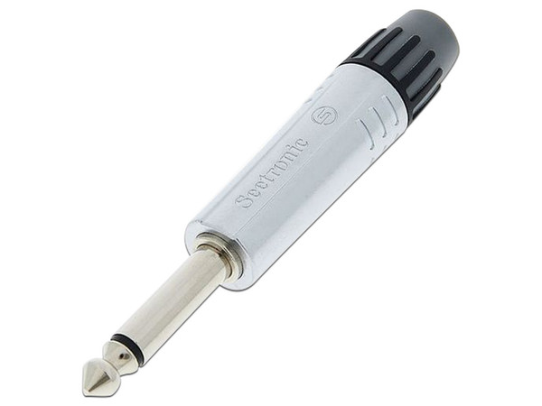 Conector de Audio Seetronic de 1/4 (6.35mm), Contacto niquelado, Carcasa cromada.