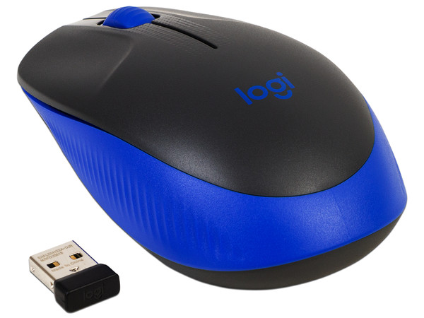 Mouse Óptico Inalámbrico Logitech M190, hasta 1000 dpi, USB. Color Azul.