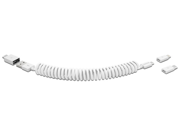 Cable USB-A (macho) a Micro-USB (macho) Vonmahlen Todo en uno, con adaptadores Lightning y USB Tipo C, Color Blanco. - imagen 2