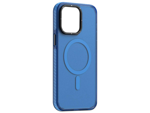 Funda Protectora Tekku Matte, Compatible con iPhone 15 Pro, Compatible con MagSafe, Color Azul Transparente.