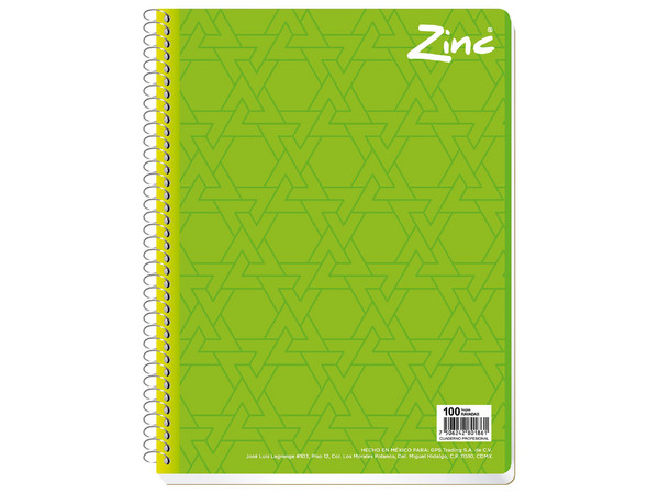 Cuaderno Scribe Zinc Profesional Espiral Sencillo C.7 100H (Modelo: 8313) es una opción ideal para profesionales y estudiantes que requieren un cuaderno de alta calidad y resistencia.