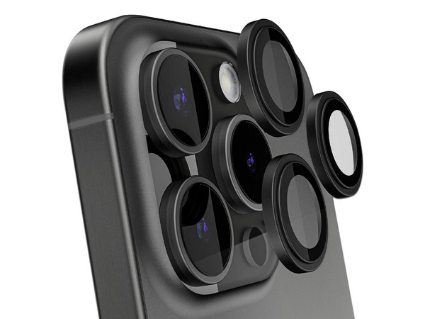 Mica Vidrio GHOSTEK para iPhone 15 PRO/PRO MAX Protectora de Cámara 9H, Color Transparente.