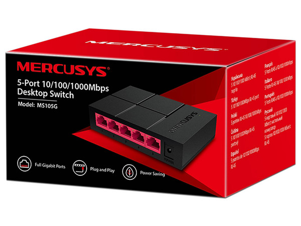Mini Switch Mercurys MS105G de 5 puertos 10/100/1000 Mbps. - imagen 2