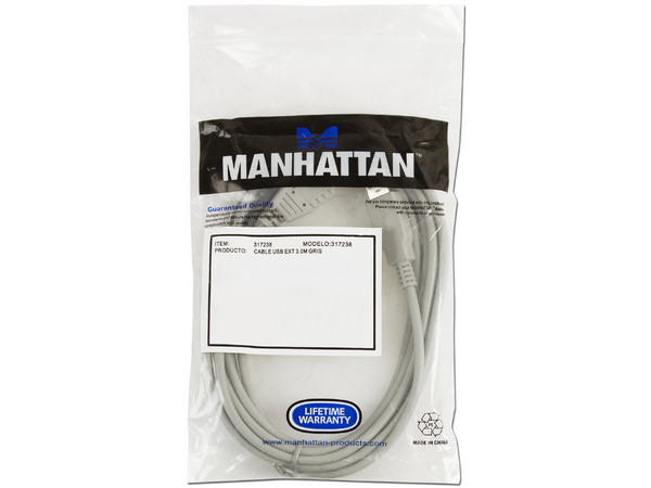 Extensión de cable USB Manhattan 317238 de Macho a Hembra, 3.0m, Gris. - imagen 2