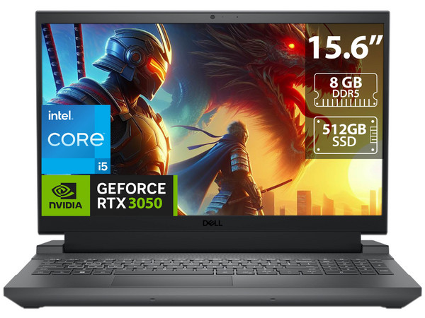 Laptop DELL G15 5530:
Procesador Intel Core i5 13450HX (hasta 4.6 GHz),
Memoria de 8GB DDR5,
SSD de 512GB,
Pantalla de 15.6" LED Full HD (1920x1080), 120Hz, 
NVIDIA GeForce RTX 3050 4GB GDDR6,
S.O. Windows 11 Home.