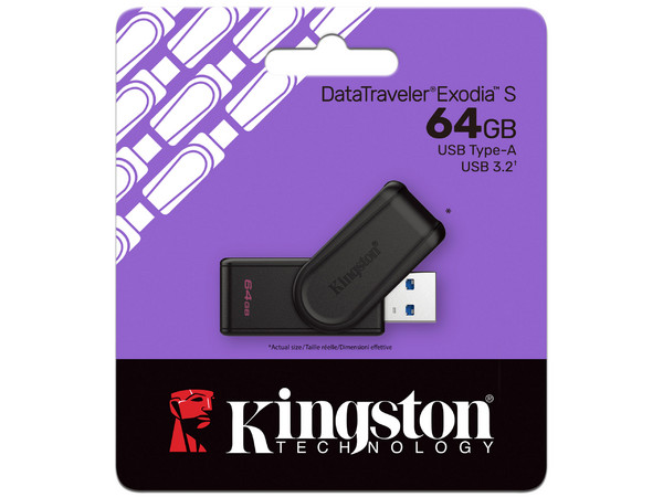 Memoria USB Kingston DataTraveler Exodia S, 64 GB, 3.2 Gen 1, Color Negro - imagen 3