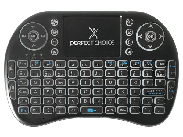 Mini teclado inalámbrico Perfect Choice con touchpad, USB. Color Negro.