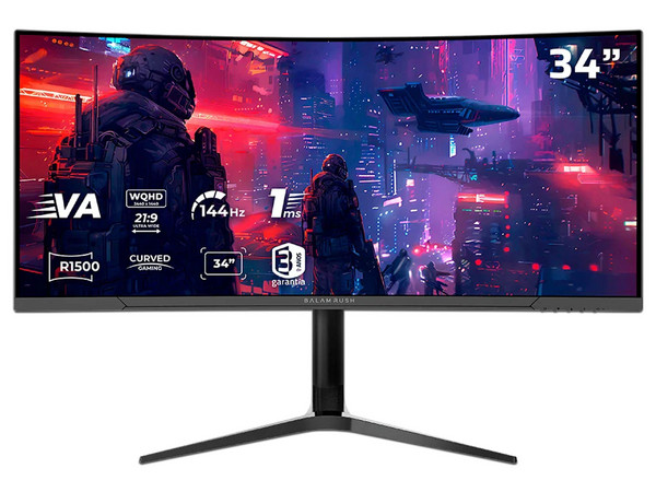 Monitor Gamer Curvo Balam Rush Extreme Earth Plus MGM34C de 34",  Resolución 3440 x 1440 (UWQHD), Low Blue Light, Flicker Free, FreeSync/G-Sync, Iluminación RGB, 1ms, 144Hz, Color Negro.