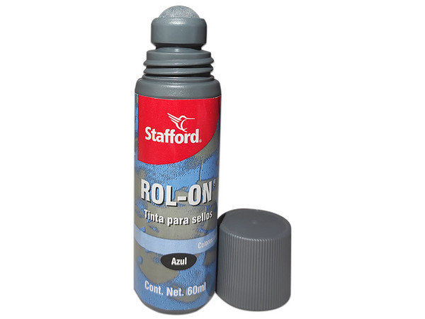 Tinta para Sellos Stafford Roll-On, 60ml. Color Azul.