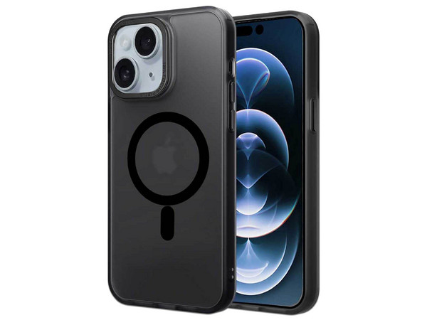 Funda Protectora Tekku Matte, Compatible con iPhone 15 Plus, Compatible con MagSafe, Color Negro.