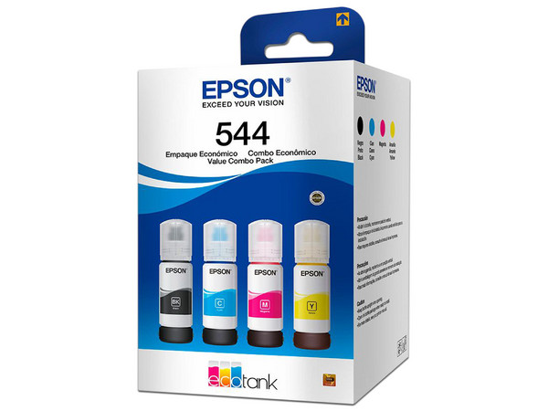 Paquete de Tintas Epson T544, Colores Magenta, Cian, Amarillo, Negro.