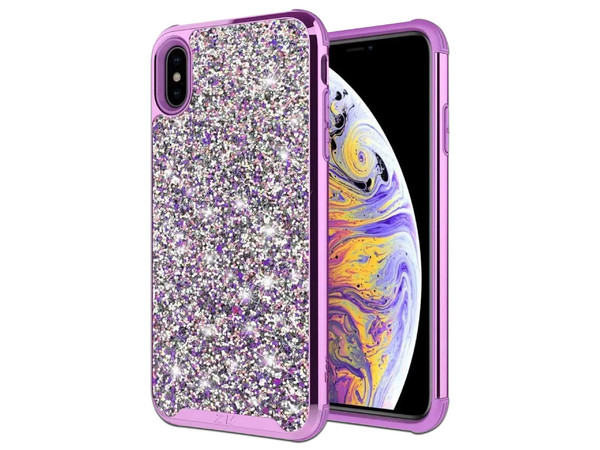Funda ZIZO Diamond Comaptible para iPhone Xs Diseño de Brillos, Color Morado.
