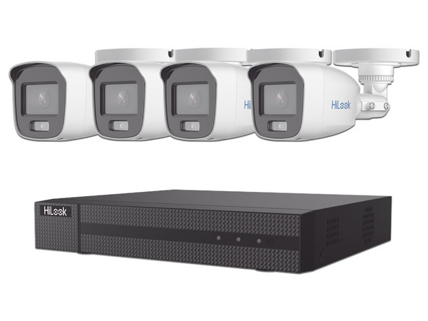Kit de Videovigilancia HiLook HL-24B-KIT, Incluye DVR de 4 Canales TurboHD,  4 Cámaras Tipo Bala de 2MP, Color Blanco.