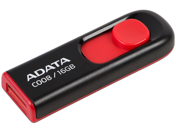 Unidad Flash USB 2.0 ADATA C008 de 16GB. Color Negro/Rojo.