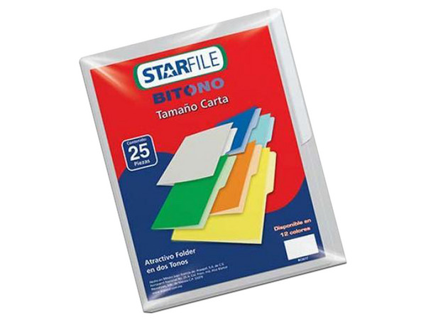 Folder Mapasa STARFILE de tamaño carta, color gris. Paquete con 25 piezas