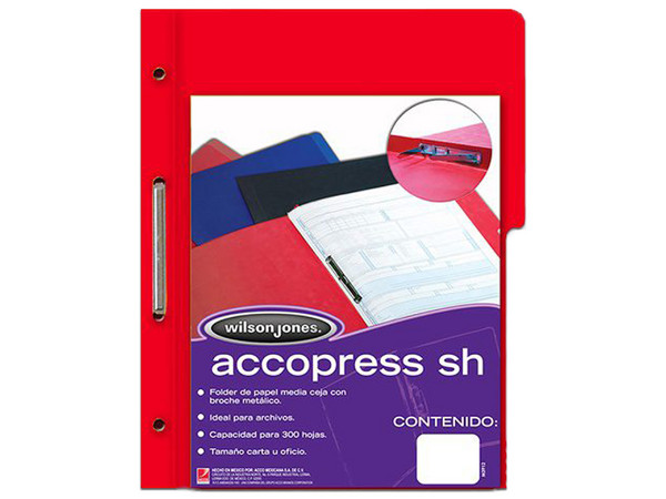 Folder ACCO Brands P4568 Accopress Tamaño Oficio con Broche, Color Rojo.