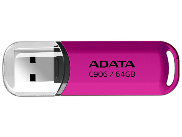Unidad Flash USB 2.0 ADATA C906 de 64GB. Color Rosa.