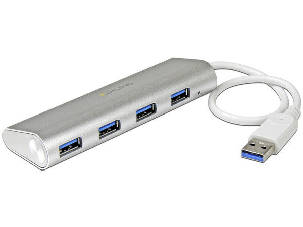 Concentrador portátil USB 3.0 de 4 puertos, Hub con cable incorporado.