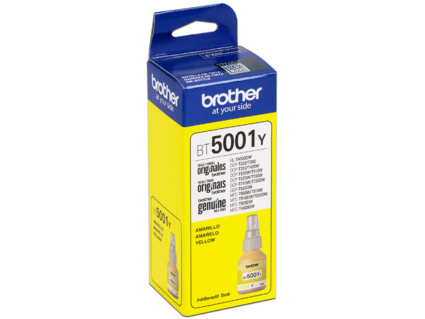 Botella de Tinta Brother, color Amarillo, Modelo: BT-5001Y, Alto Rendimiento.