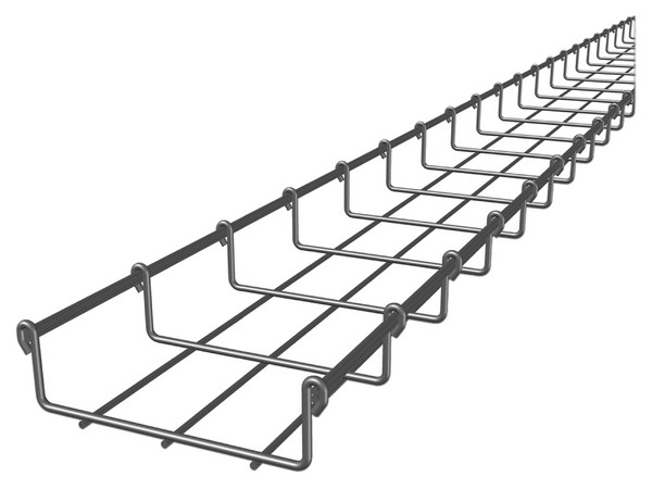 Charola tipo malla 33, 150 mm, con acabado Electro Zinc, hasta 78 cables Cat6, tramo de 3 m.