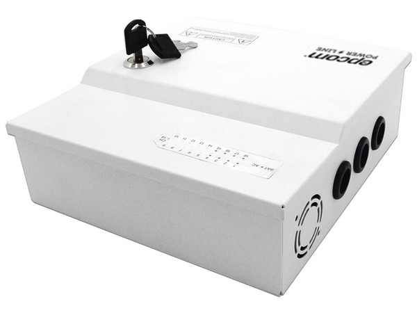 Fuente de poder profesional Epcom PLK12DC20ABK de 12V, 20A, 18 canales, Voltaje de entrada de 96-264V.