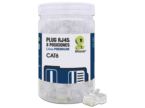 Plugs BRobotix RJ-45, Cat6, UTP, Bote con 100 piezas.