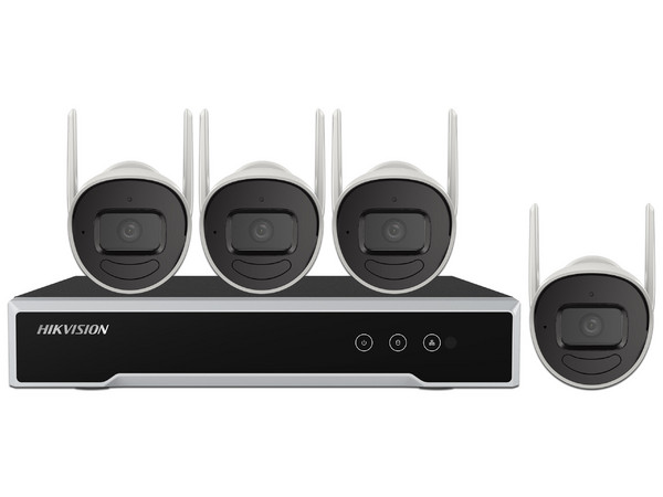 Kit de Videovigilancia Hikvision NK42W0H-1T(E), Incluye NVR de hasta 4 Canales, Disco Duro de 1TB, 4 Cámaras Tipo Bala para Exterior de 2MP, Color Blanco.