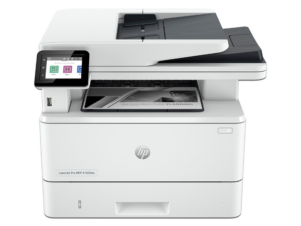 Multifuncional láser monocromática empresarial HP LaserJet Pro MFP 4103fdw, Impresora, Copiadora, Escáner, Fax, Ethernet, USB.