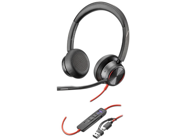 Auriculares estéreo Poly Blackwire 8225 USB-C, con certificación Microsoft Teams, adaptador USB-C/A incluido.