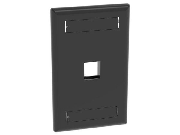 Placa de Pared Vertical Panduit NK1FBL de 1 Salida Keystone, Con Espacios Para Etiquetas, Color Negro.