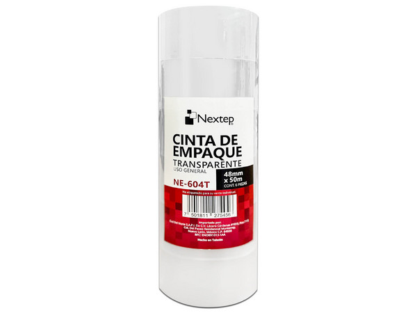 Cinta de empaque transparente Nextep, uso general, 48mm x 50mts, paquete con 6 unidades.
