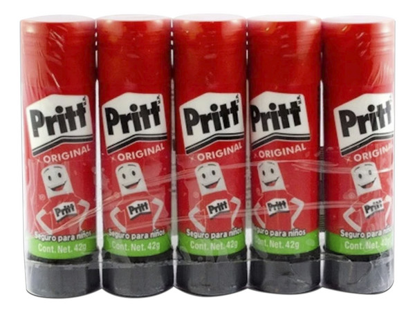 Lápiz Adhesivo Pritt PS de 42g, paquete con 5 Piezas.