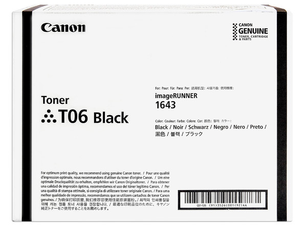Cartucho de tóner Canon T06, Negro, Modelo: 3526C001AA.