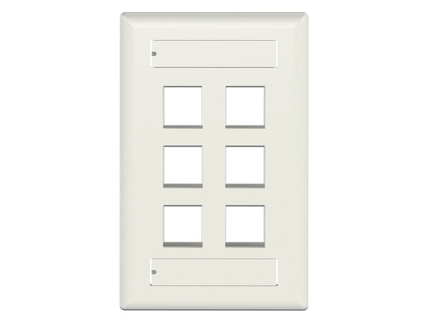 Placa de Pared Vertical Panduit NK6FIWY de 6 Salidas Keystone, Con Espacios Para Etiquetas, Color Marfil.