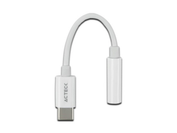 Adaptador Acteck Shift Plus AA405 de USB-C (M) a Jack 3.5mm (H), Color Blanco.