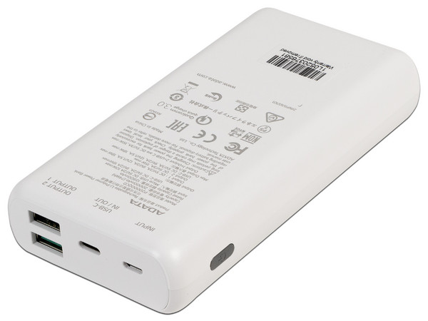 Batería Portátil Recargable ADATA P20000QCD Power Bank de 20,000mAh, con Tecnología de carga rápida Qualcomm 3.0, para Smartphones y Tablets. Color Blanco. - imagen 3