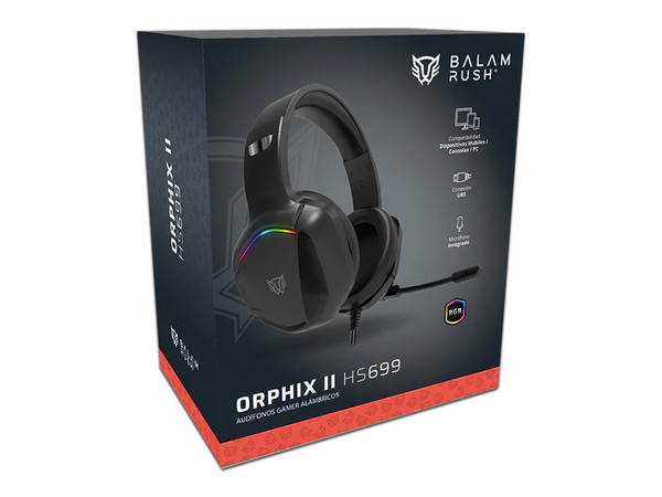 Audifonos Balam Rush Orphix II HS699 Azender, RGB, 3.5mm. Color Negro - imagen 3