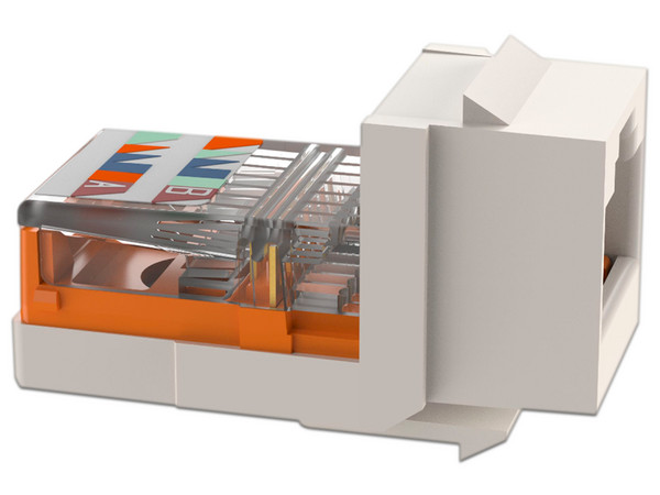 Conector Jack Estilo Leadframe Panduit NK5E88MWHY Tipo Keystone, Cat5e, 8 posiciones y 8 cables, Color Blanco. - imagen 2