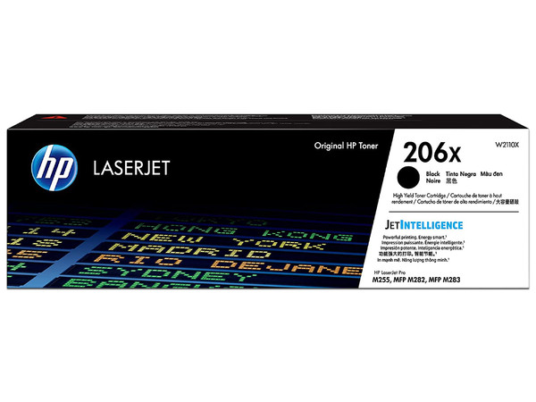 Cartucho de Tóner HP LaserJet 206X, Negro, Modelo: W2110X.