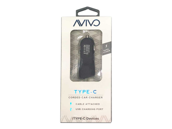 Cargador para Auto Avivo con USB-C 2.4A y USB 1A. Color Negro. - imagen 2