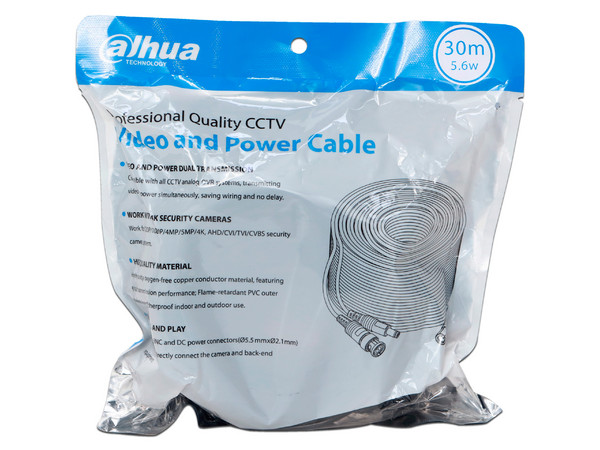 Cable siamés Dahua DH-PFM942I-30-5 para video y energía, 30m. Color Negro. - imagen 2