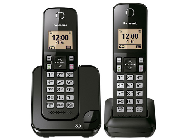 Teléfono Inalámbrico Digital Panasonic KX-TGC352MEB, pantalla 1.6" LED, Duo-Pack. Color Negro.