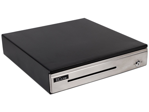 Cajón de dinero EC Line Premium EC-CD-100P con 5 separadores para billetes y 8 para monedas. Color Negro.