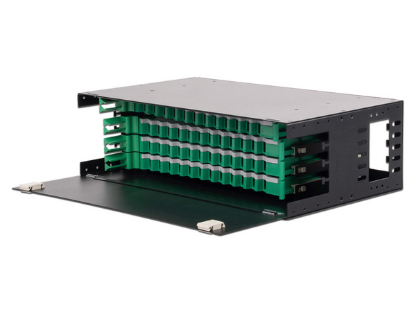 Distribuidor de Fibra Óptica LinkedPro deslizable, con 48 adaptadores LC Duplex/LC Simplex o 48 SC Simplex, 3U, Color Negro. - imagen 3